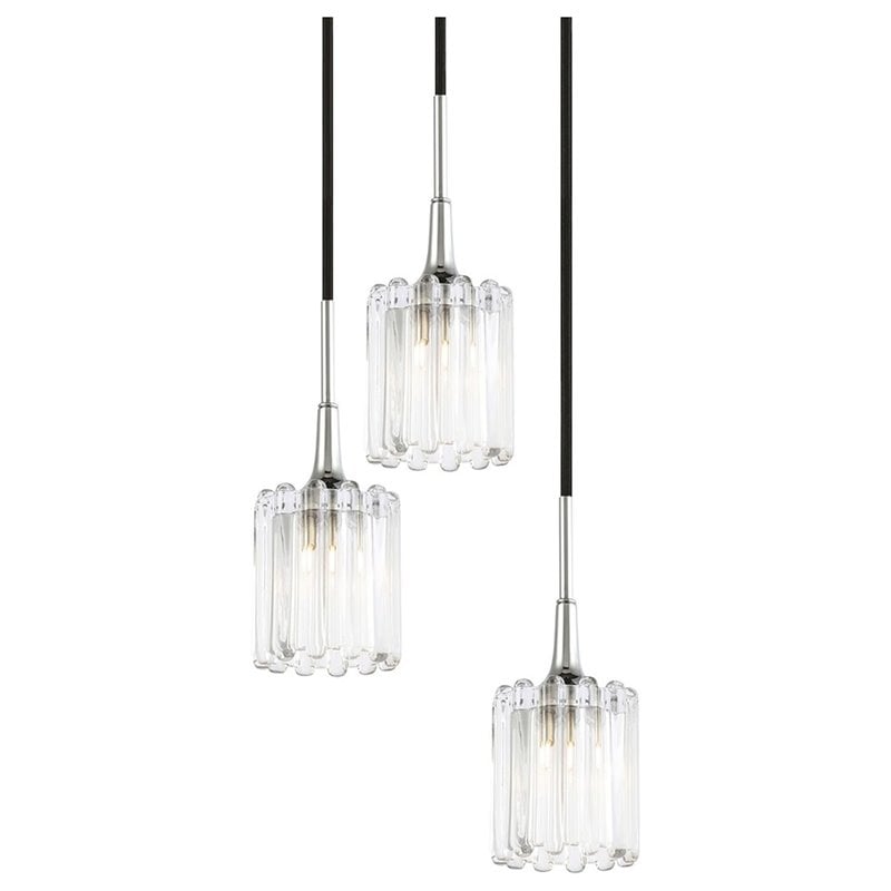 Woodbridge Lighting Regent Park 3Lt Glass Pendant in Chrome/Bronze/Swizzle