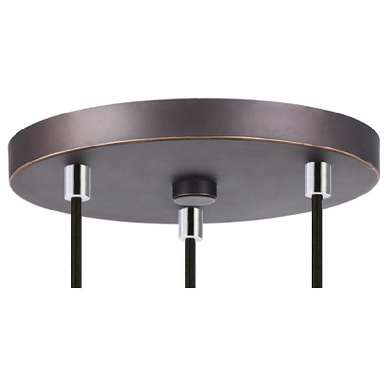 Woodbridge Lighting Regent Park 3Lt Glass Pendant in Chrome/Bronze/Swizzle