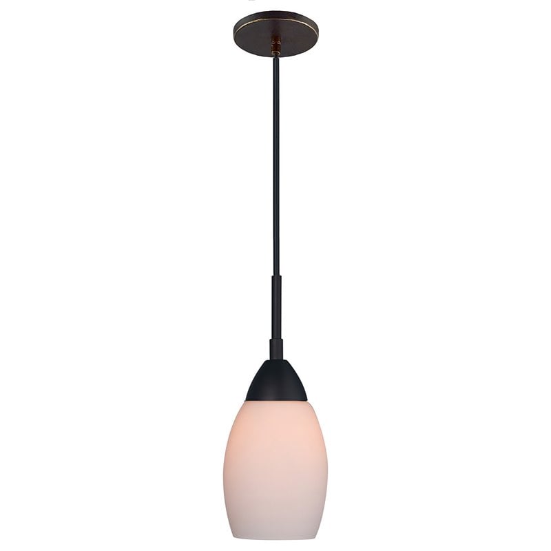 Woodbridge Lighting Olivia 1-Light Glass Mini-Pendant in Bronze/Opal
