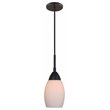 Woodbridge Lighting Olivia 1-Light Glass Mini-Pendant in Bronze/Opal