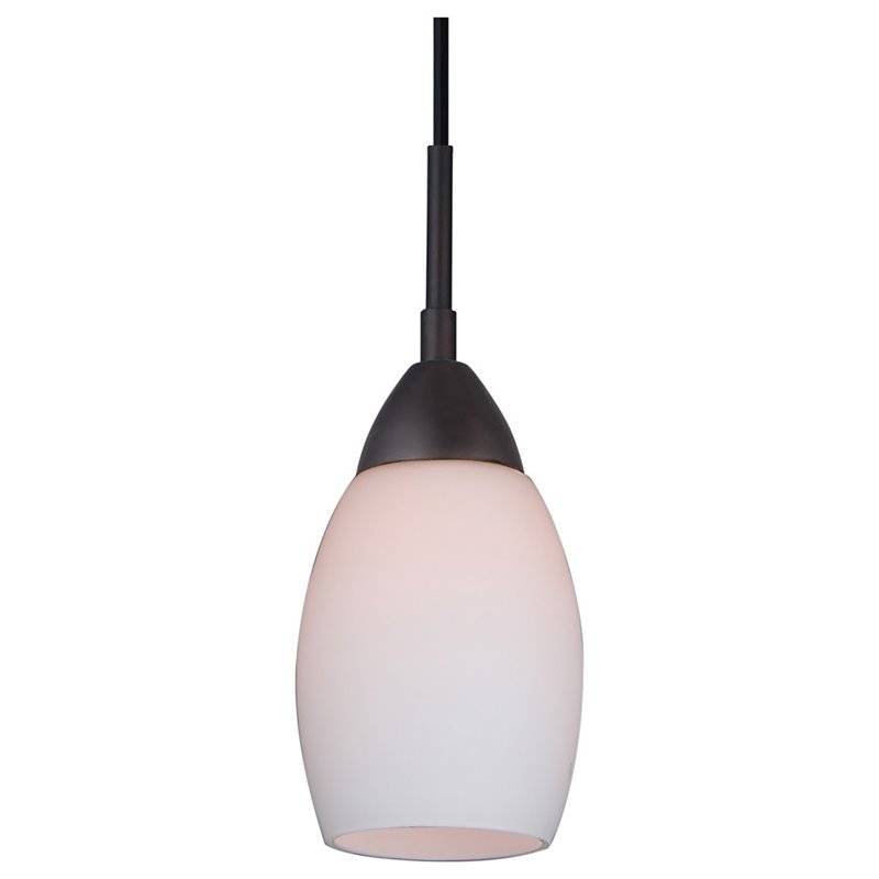 Woodbridge Lighting Olivia 1-Light Glass Mini-Pendant in Bronze/Opal