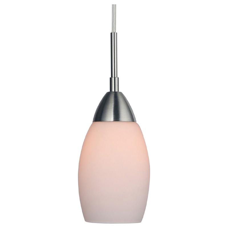 Woodbridge Lighting Olivia 1-Light Glass Mini-Pendant in Satin Nickel/Opal