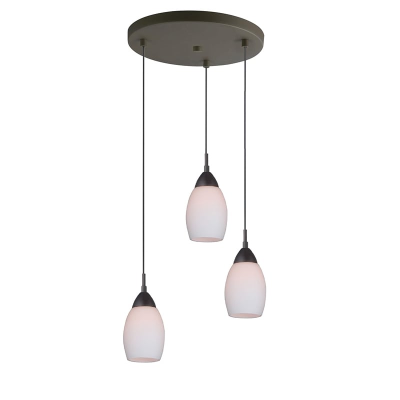 Woodbridge Lighting Olivia 3-Light Glass Cluster Pendant in Bronze/Opal
