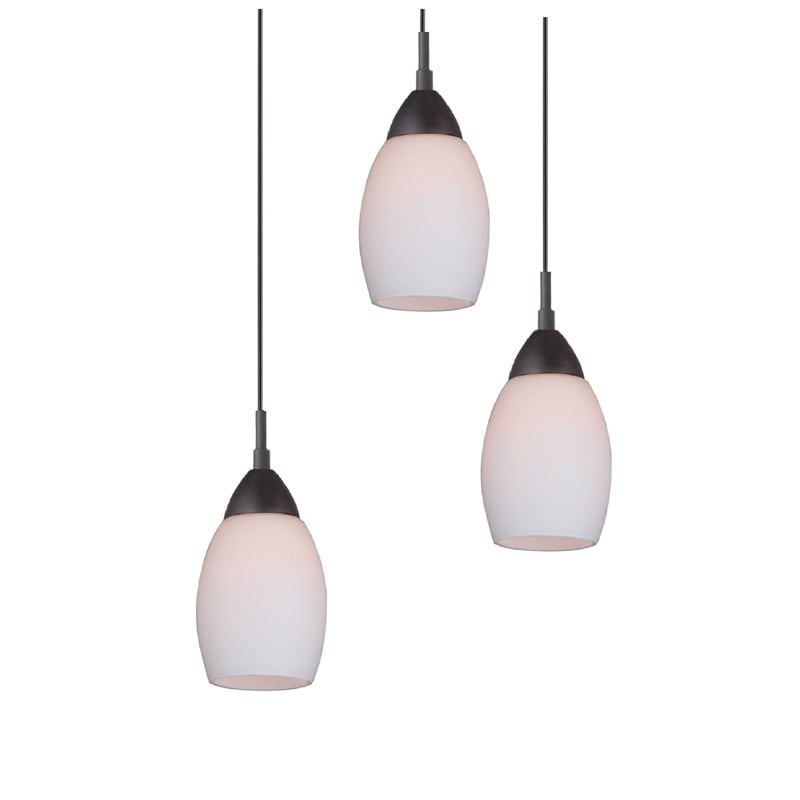 Woodbridge Lighting Olivia 3-Light Glass Cluster Pendant in Bronze/Opal