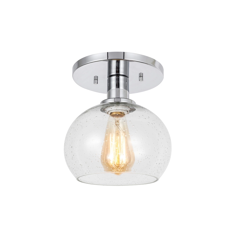 Woodbridge Lighting Austin 1-Light Glass Semi-Flush Mount in Chrome/Clear Seedy