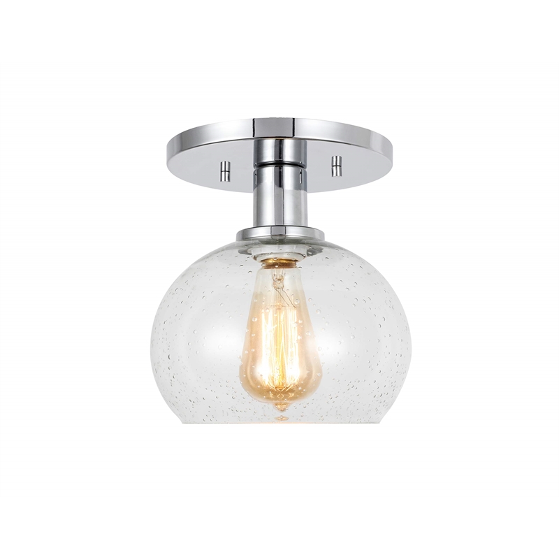 Woodbridge Lighting Austin 1-Light Glass Semi-Flush Mount in Chrome/Clear Seedy