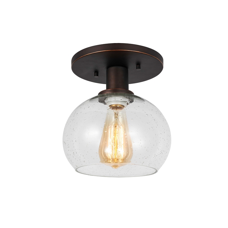 Woodbridge Lighting Austin 1-Light Glass Semi-Flush Mount in Bronze/Clear Seedy
