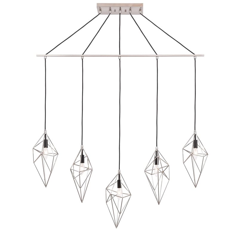 Woodbridge Lighting Lanning 5-Light Metal Linear Pendant in Nickel