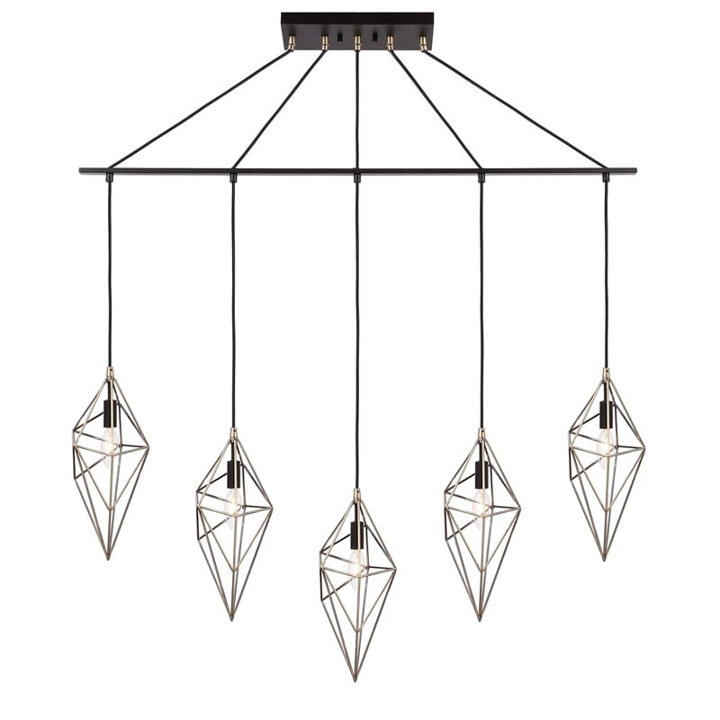 Woodbridge Lighting Lanning 5-Light Metal Linear Pendant in Antique Brass/Bronze