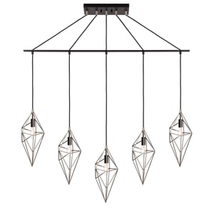 Woodbridge Lighting Lanning 5-Light Metal Linear Pendant in Antique Brass/Bronze