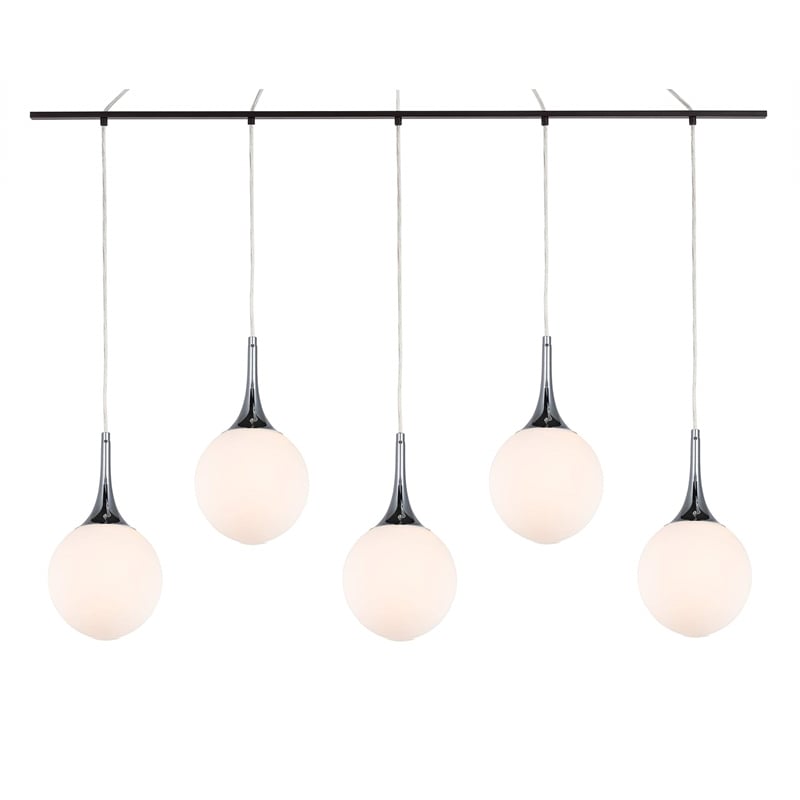 Woodbridge Lighting Alicia 5-Light Glass Linear Pendant in Chrome/Bronze/Opal