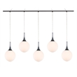 Woodbridge Lighting Alicia 5-Light Glass Linear Pendant in Chrome/Bronze/Opal
