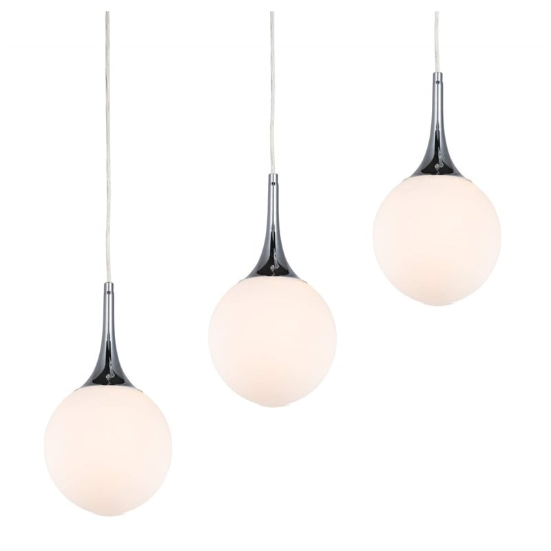 Woodbridge Lighting Alicia 5-Light Glass Linear Pendant in Chrome/Bronze/Opal