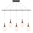 Woodbridge Lighting Alicia 5-Light Glass Linear Pendant in Walnut/Bronze/Opal
