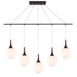 Woodbridge Lighting Alicia 5-Light Glass Linear Pendant in Walnut/Bronze/Opal
