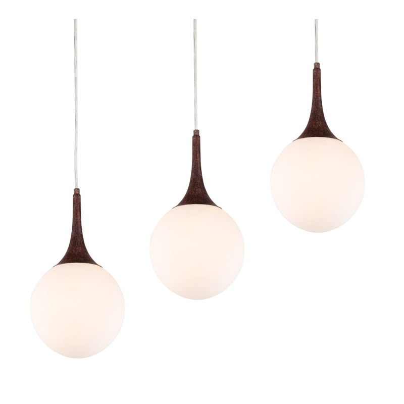 Woodbridge Lighting Alicia 5-Light Glass Linear Pendant in Walnut/Bronze/Opal
