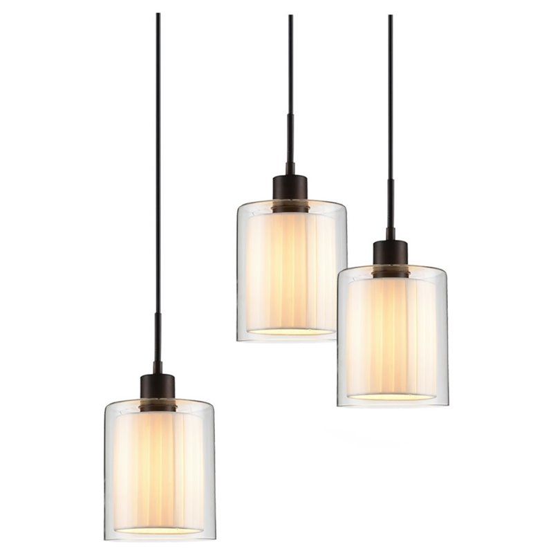 Woodbridge Lighting Alaina 5-Light Glass Chandelier in Bronze/Off White