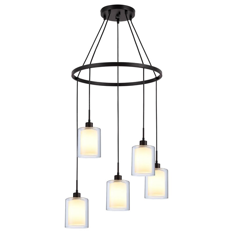 Woodbridge Lighting Alaina 5-Light Glass Chandelier in Bronze/Opal