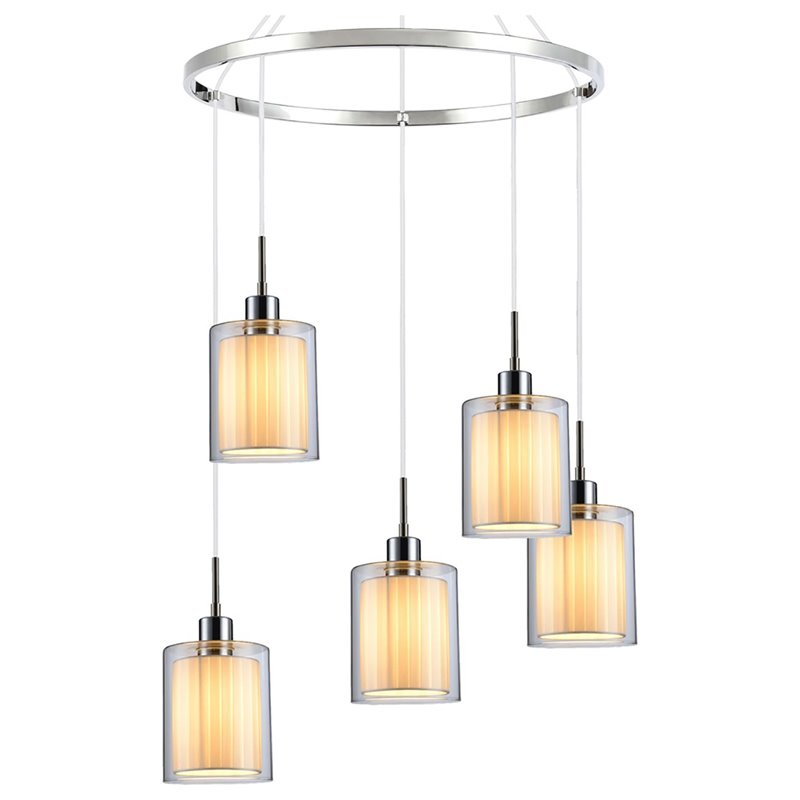 Woodbridge Lighting Alaina 5-Light Glass Chandelier in Chrome/Off White