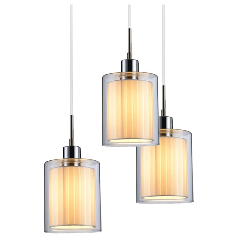 Woodbridge Lighting Alaina 5-Light Glass Chandelier in Chrome/Off White