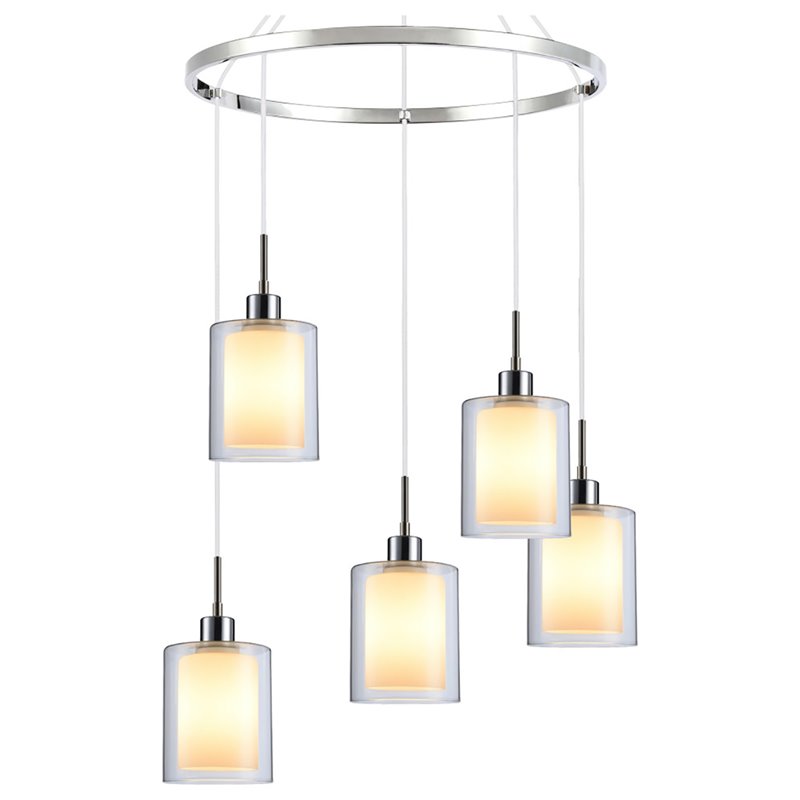 Woodbridge Lighting Alaina 5-Light Glass Chandelier in Chrome/Opal