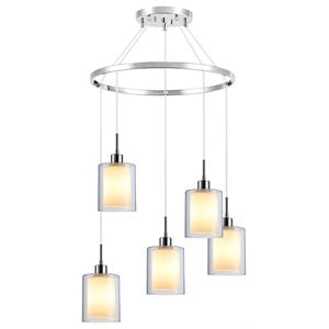 Woodbridge Lighting Alaina 5-Light Glass Chandelier in Chrome/Opal