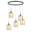 Woodbridge Lighting Alaina 5-Light Glass Chandelier in Chrome/Bronze/Off White