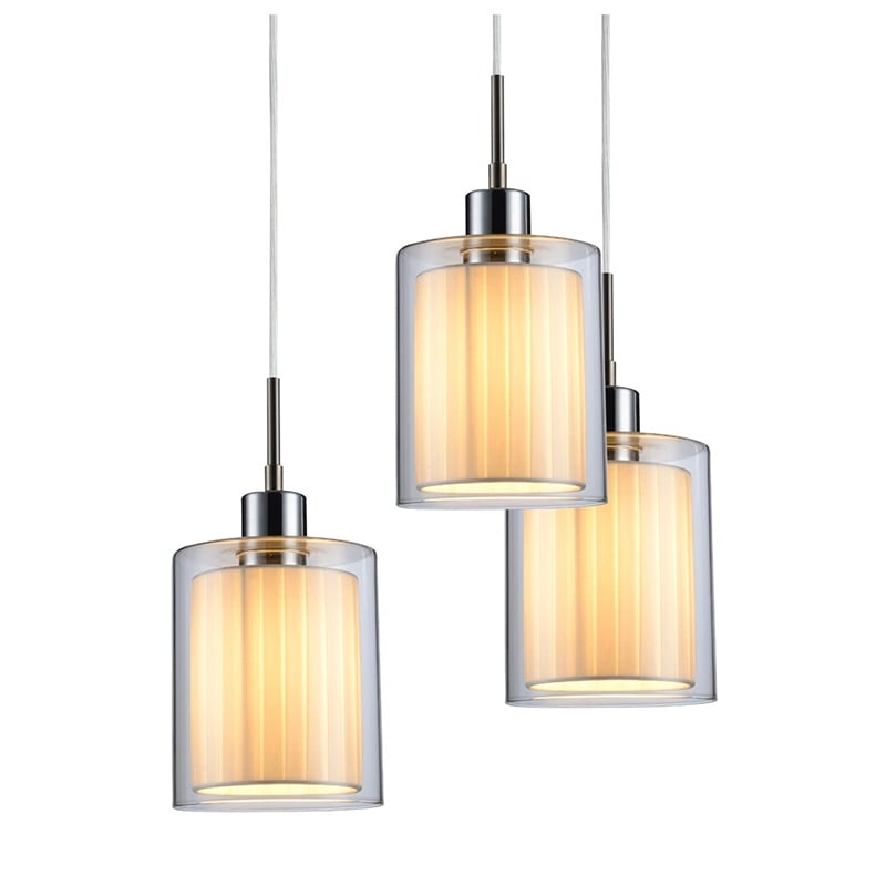 Woodbridge Lighting Alaina 5-Light Glass Chandelier in Chrome/Bronze/Off White
