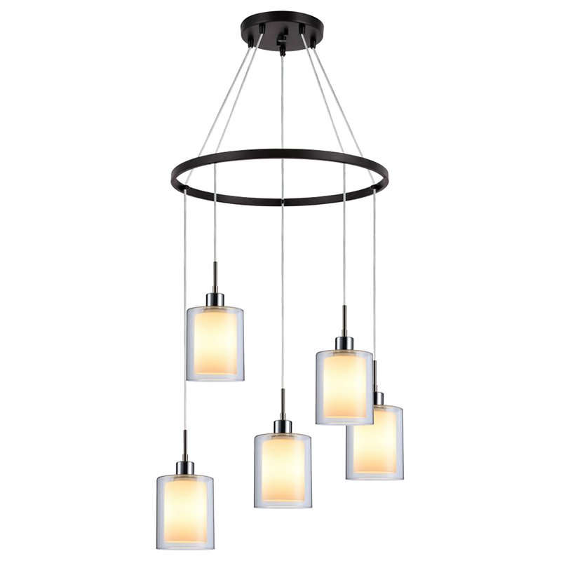 Woodbridge Lighting Alaina 5-Light Glass Chandelier in Chrome/Bronze/Opal