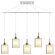 Woodbridge Lighting Alaina 5-Light Glass Linear Pendant in Chrome/Opal