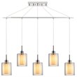 Woodbridge Lighting Alaina 5-Light Glass Linear Pendant in Chrome/Off White