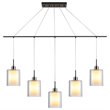 Woodbridge Lighting Alaina 5-Light Glass Linear Pendant in Chrome/Bronze/Opal