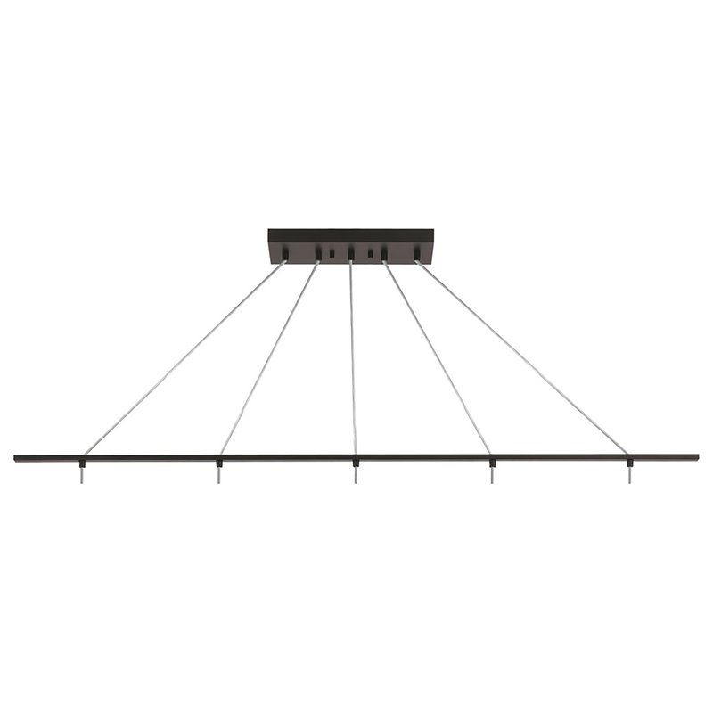 Woodbridge Lighting Alaina 5-Light Glass Linear Pendant in Chrome/Bronze/Opal