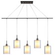 Woodbridge Lighting Alaina 5-Light Glass Linear Pendant in Chrome/Bronze/Opal