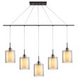 Woodbridge Lighting Alaina Glass Linear Pendant in Chrome/Bronze/Off White