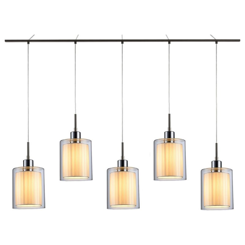 Woodbridge Lighting Alaina Glass Linear Pendant in Chrome/Bronze/Off White