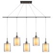 Woodbridge Lighting Alaina Glass Linear Pendant in Chrome/Bronze/Off White