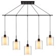 Woodbridge Lighting Alaina 5-Light Glass Linear Pendant in Bronze/Off White