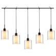 Woodbridge Lighting Alaina 5-Light Glass Linear Pendant in Bronze/Off White