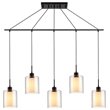 Woodbridge Lighting Alaina 5-Light Glass Linear Pendant in Bronze/Off White