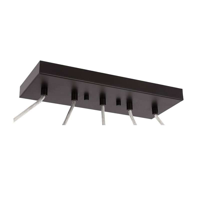 Woodbridge Lighting Alicia 5-Light Glass Linear Pendant in Brass/Bronze/Opal