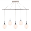 Woodbridge Lighting Alicia 5-Light Glass Linear Pendant in Chrome/Nickel/Opal