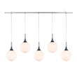 Woodbridge Lighting Alicia 5-Light Glass Linear Pendant in Chrome/Nickel/Opal