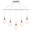 Woodbridge Lighting Alicia 5-Light Glass Linear Pendant in Chrome/Nickel/Opal