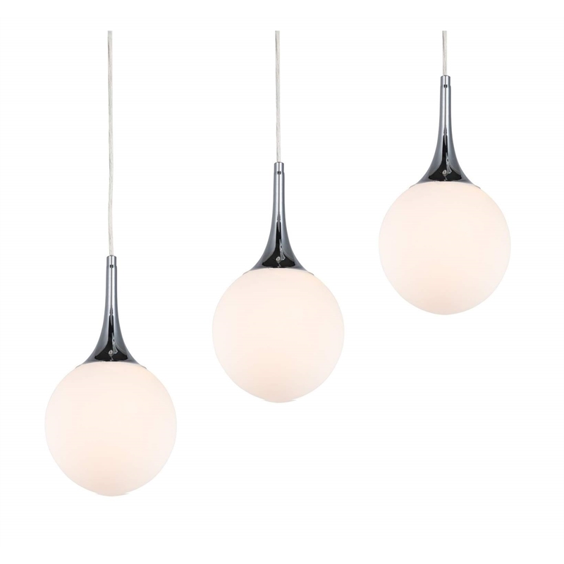 Woodbridge Lighting Alicia 5-Light Glass Linear Pendant in Chrome/Nickel/Opal