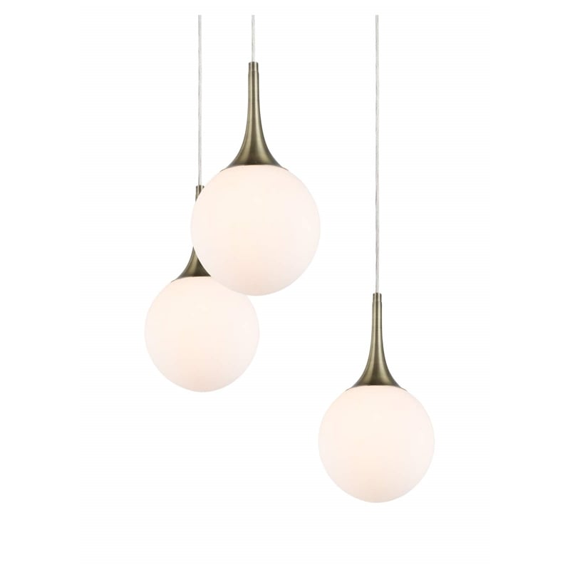 Woodbridge Lighting Alicia 5-Light Glass Chandelier in Brass/Bronze/Opal