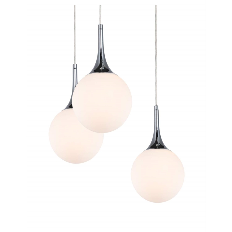 Woodbridge Lighting Alicia 5-Light Glass Chandelier in Chrome/Satin Nickel/Opal