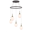 Woodbridge Lighting Alicia 5-Light Glass Chandelier in Walnut/Bronze/Opal