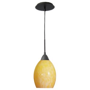 Woodbridge Lighting Art Glass 1-Light Mini-Pendant in Metallic Bronze/Duvet