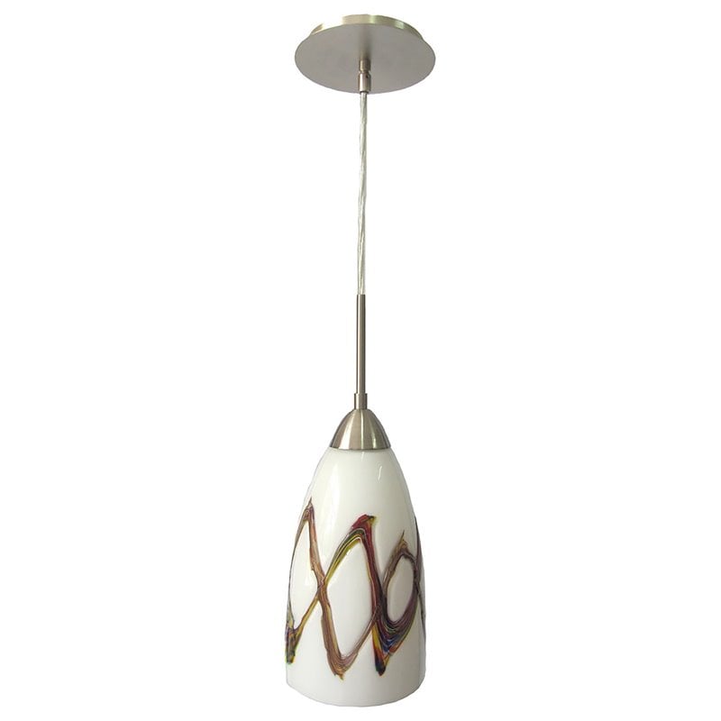 Woodbridge Lighting Art Glass 1-Light Mini-Pendant in Picasso/Satin Nickel